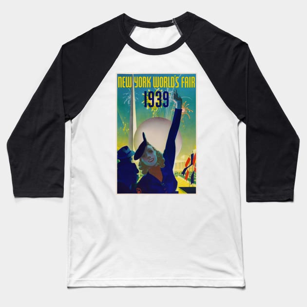 New York World's Fair 1939 Vintage Poster Baseball T-Shirt by vintagetreasure